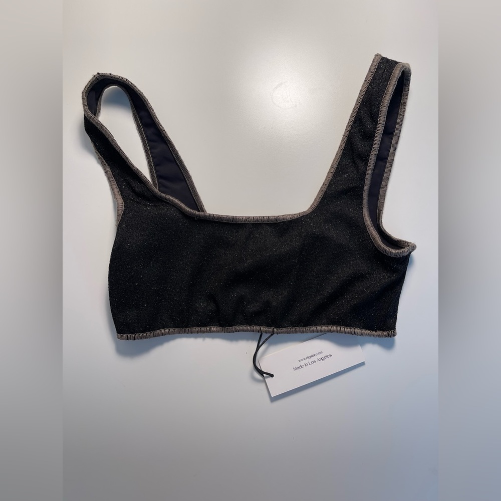 Elysiian Sparkly Bikini Top in Black